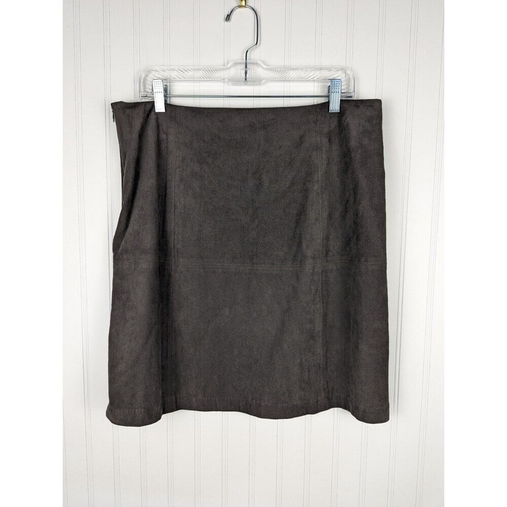 J.Jill Women's Brown Faux Suede Zip Up Skirt Size 12 Lined Soft Straight Classic - Picture 6 of 10